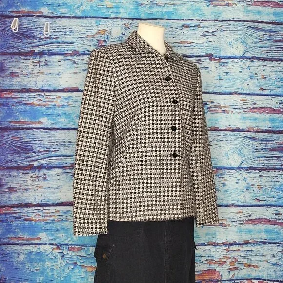 TALBOTS B&W Wool Btn-Up Blazer - Picture 3 of 7
